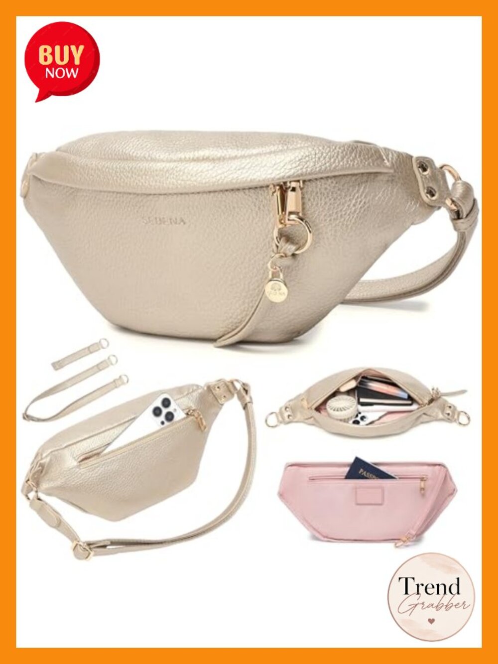 Anti Theft RFID Crossbody Bag Vegan Leather Travel Sling Fanny Pack